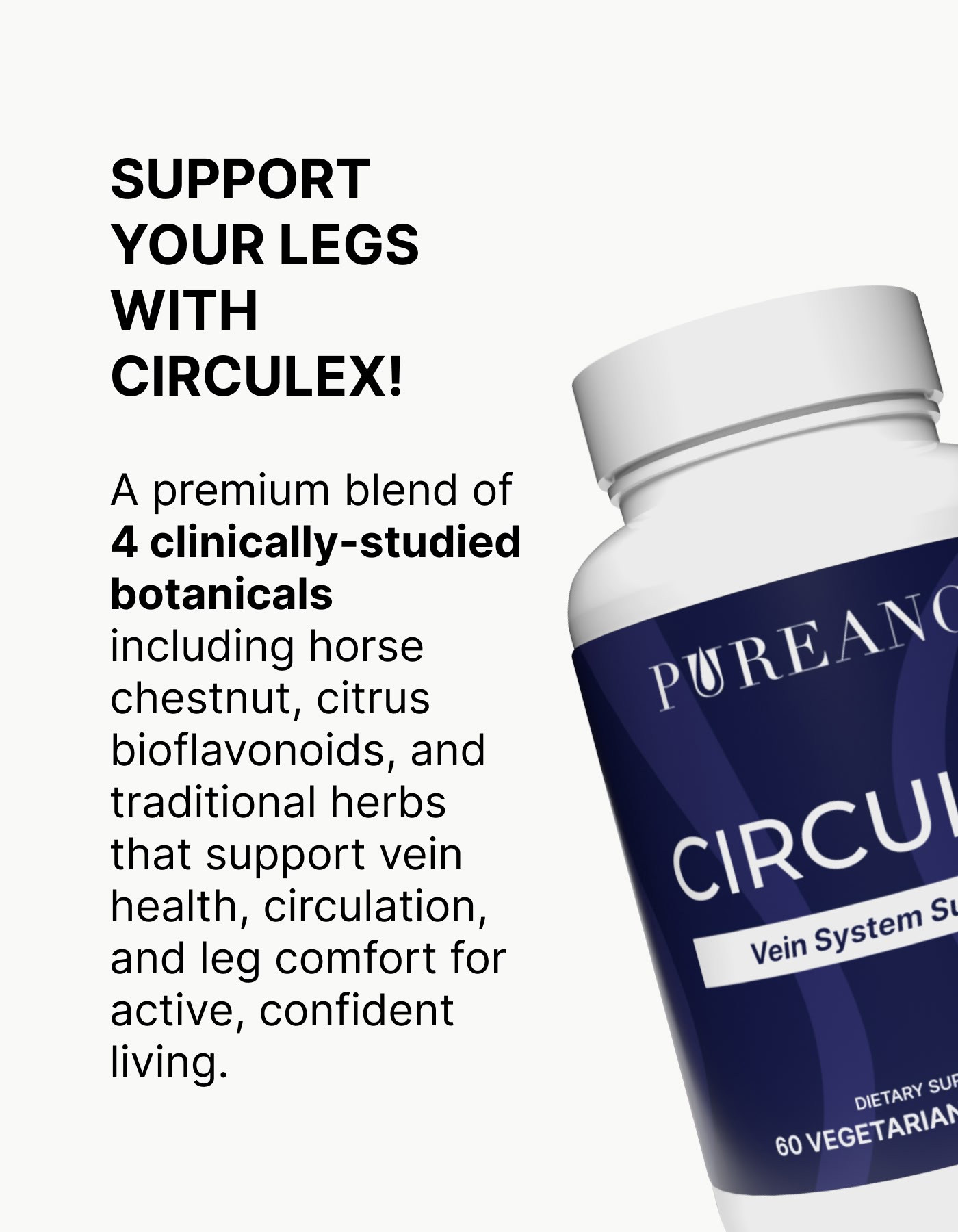 Circulex bottle with text about a blend of botanicals