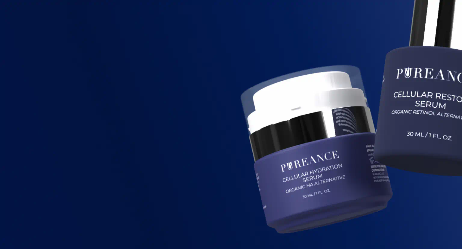 Promo banner for Pureance skincare subscription with two products