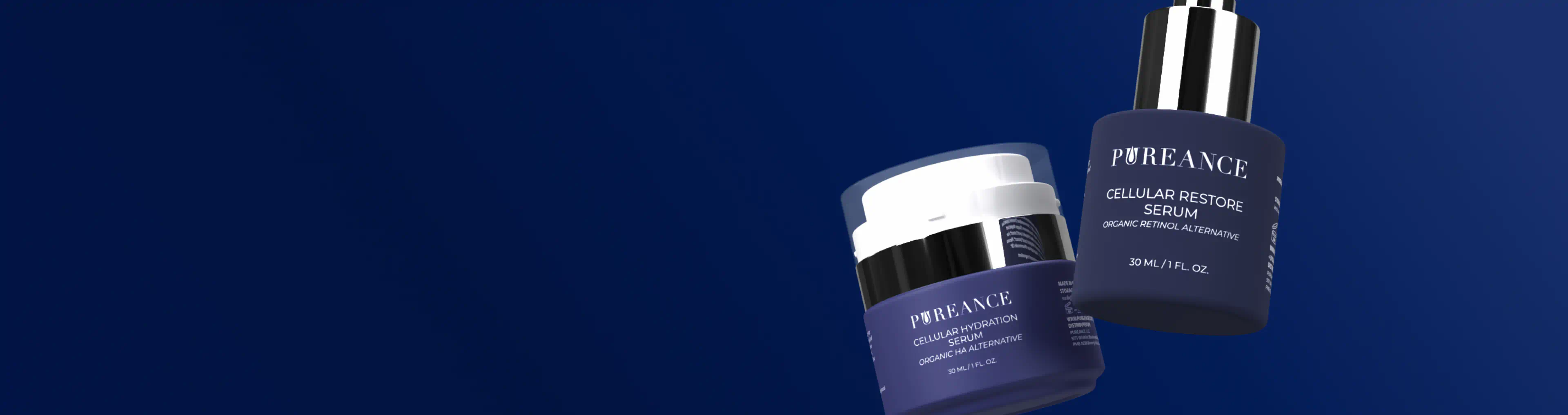 Promo banner for Pureance skincare subscription with two products
