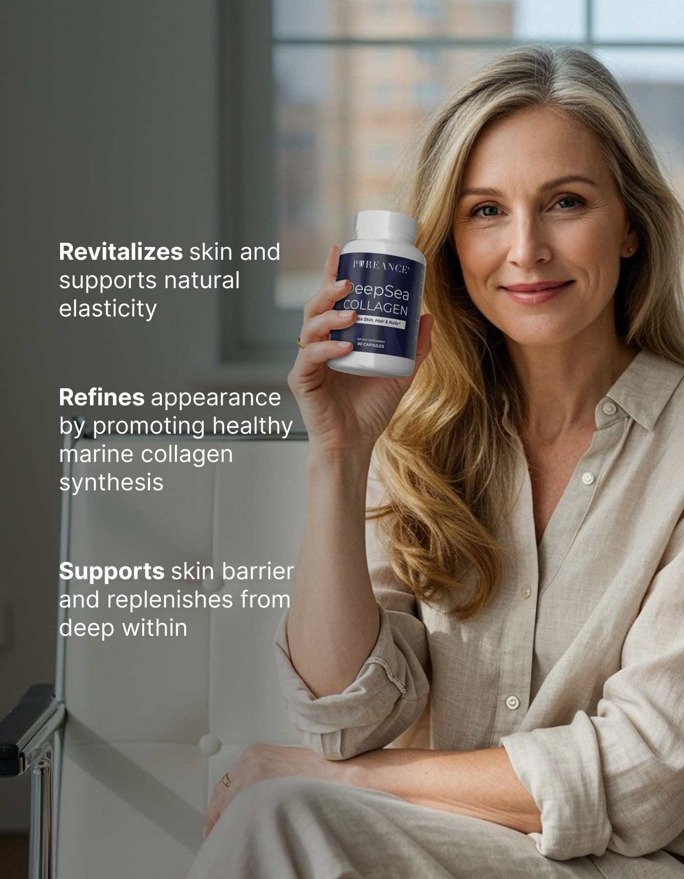 DeepSea Collagen with listed key benefits