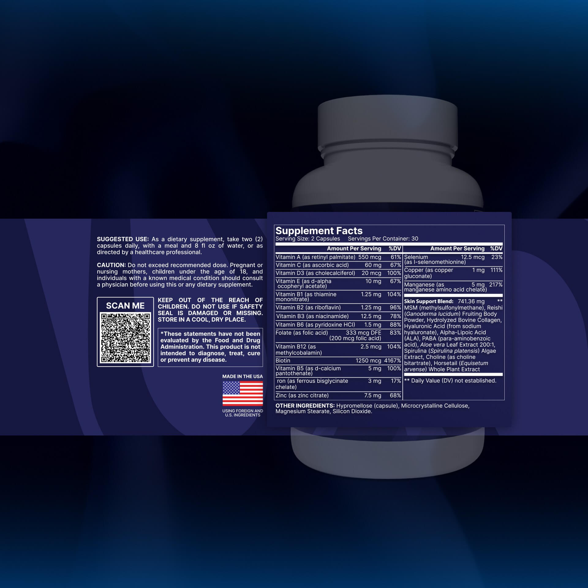 Supplement facts of Dermaluxe