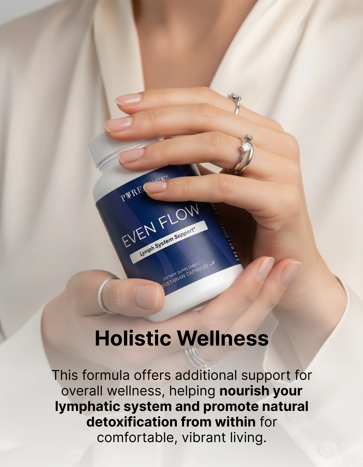 Close-up of Even Flow bottle held in hands