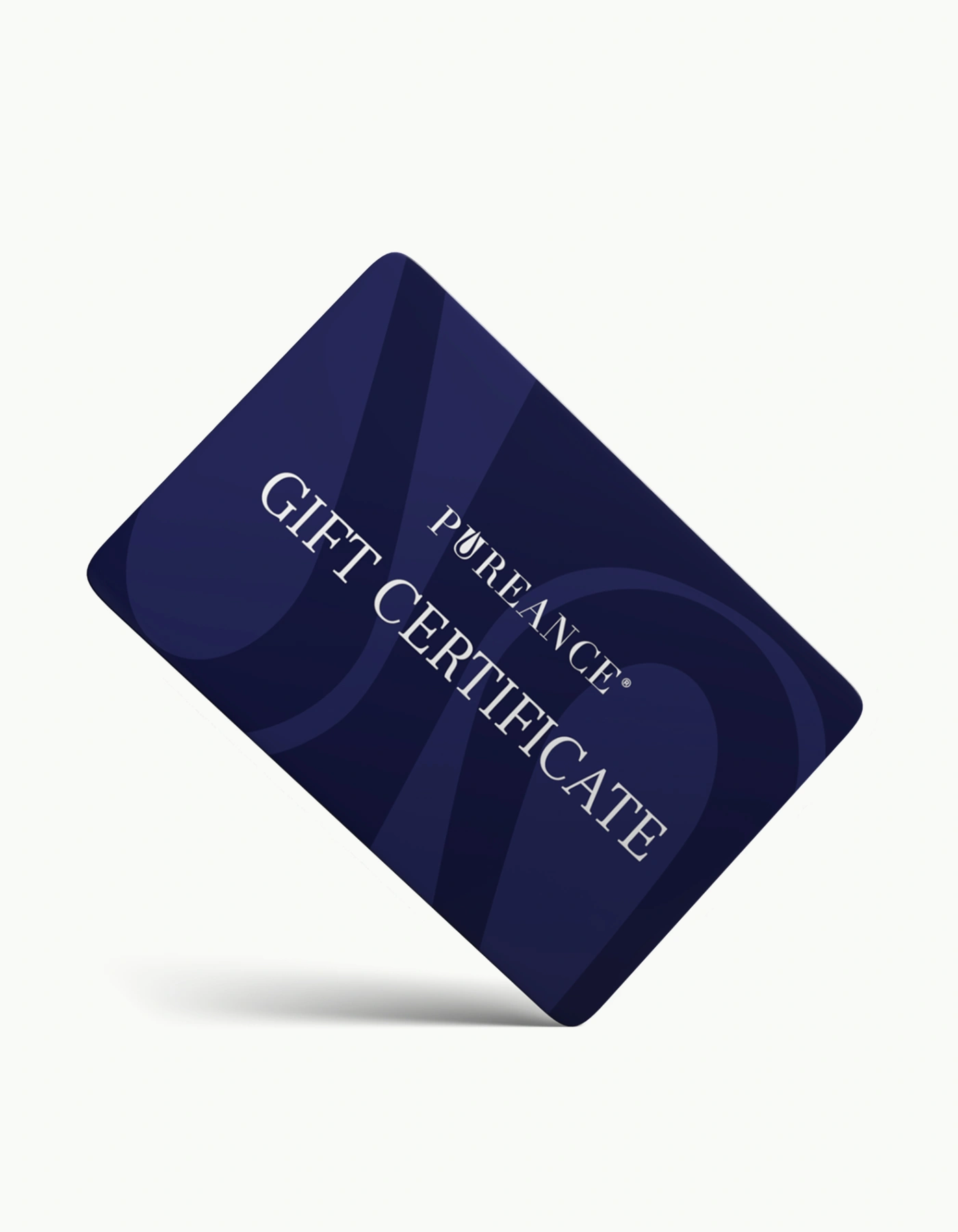 Gift card with $ displayed, lying on top of a dark blue envelope