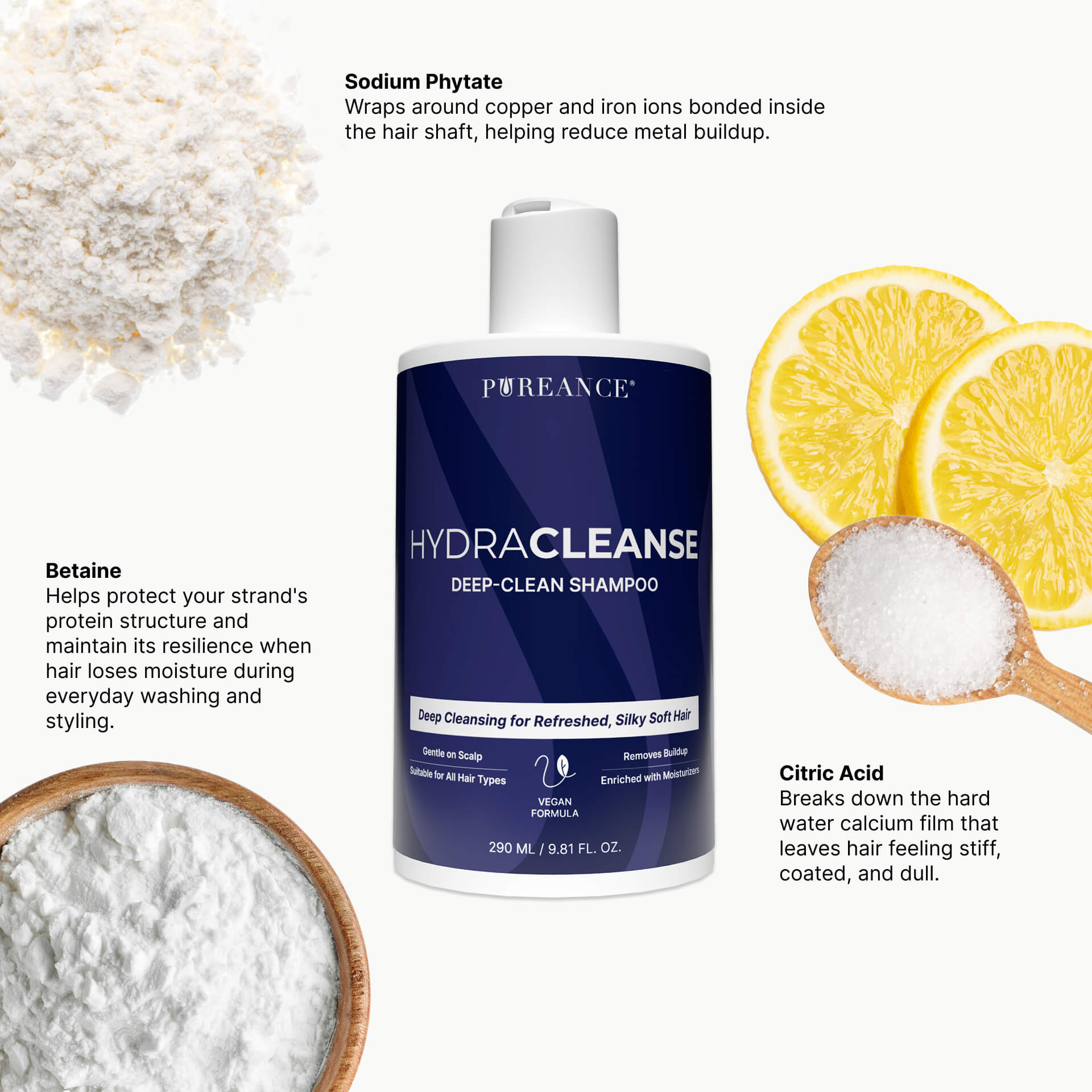 Key ingredients in HydraCleanse detox shampoo