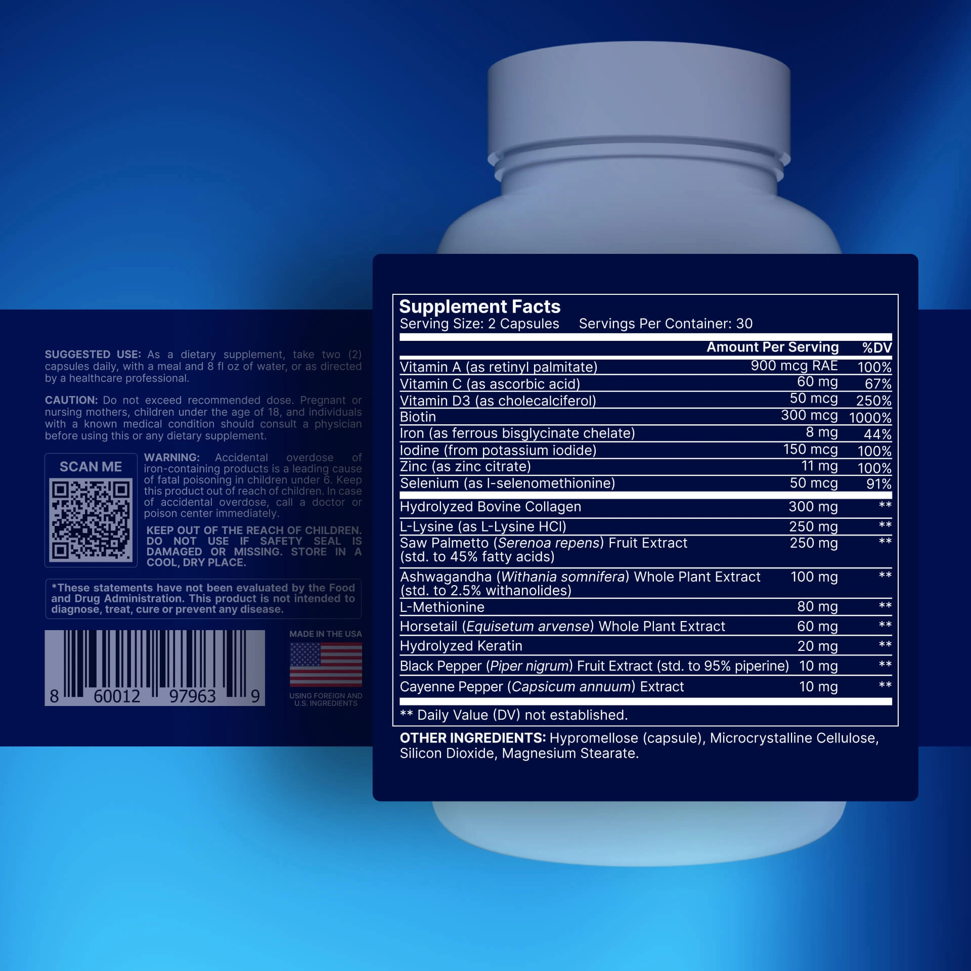 Hairlux supplement facts label