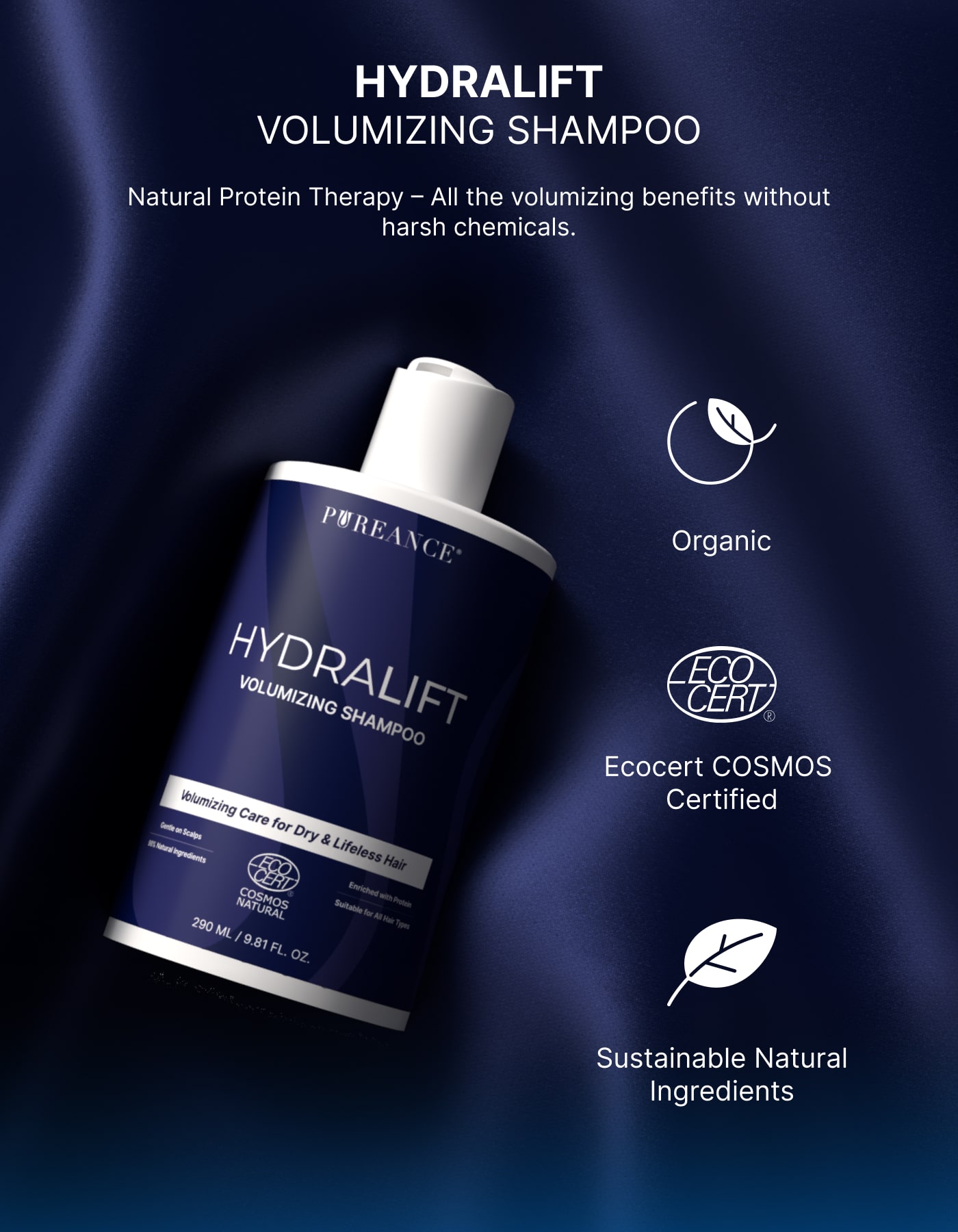 Pureance Hydralift bottle highlighting clean, eco-certified formula