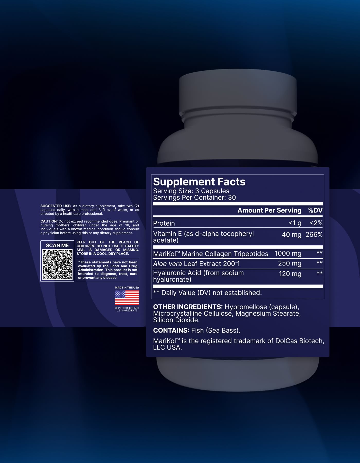 Supplement facts of Marine Collagen Peptides