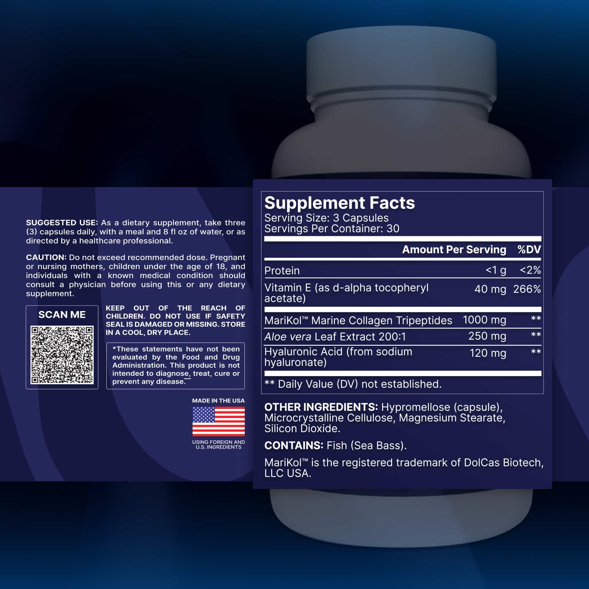 Supplement facts of Marine Collagen Peptides